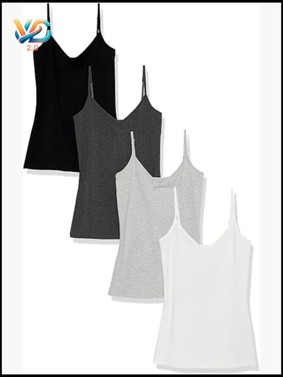Other - Slim-Fit V-Neck Cami Pack of 4 Layering Tank Top Essential Staple